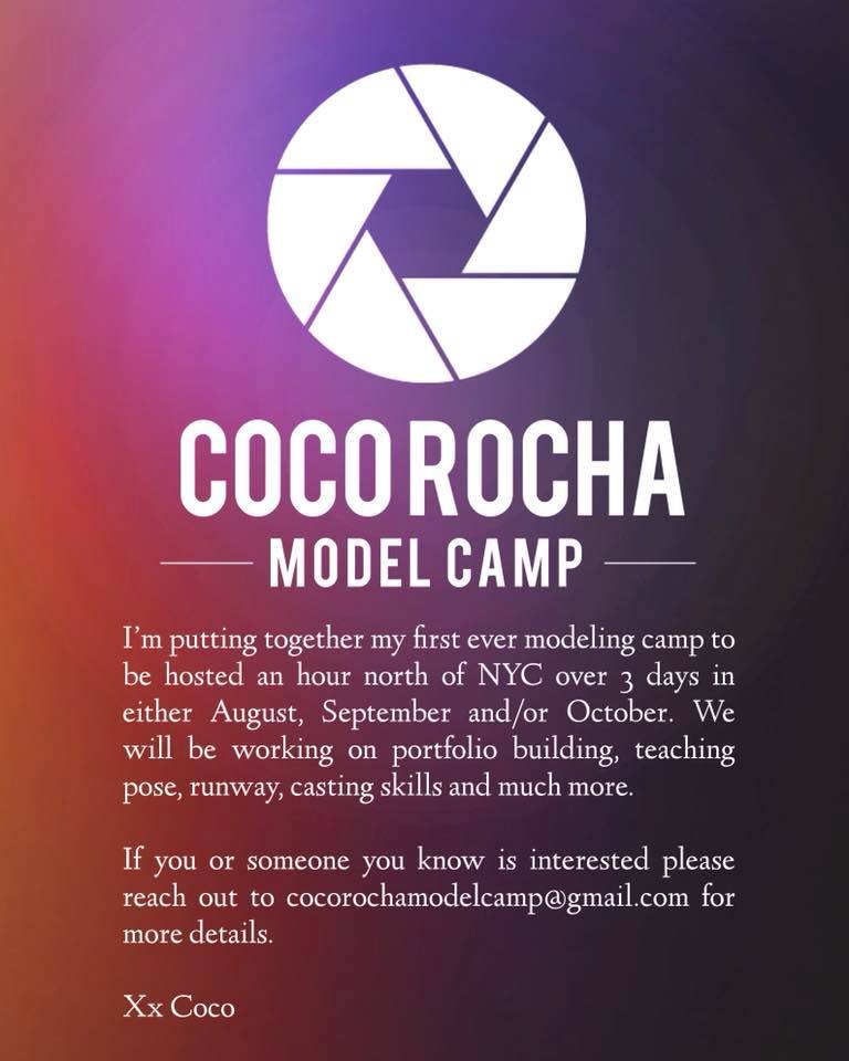 Coco Rocha model Camp logo. Coco Secret.
