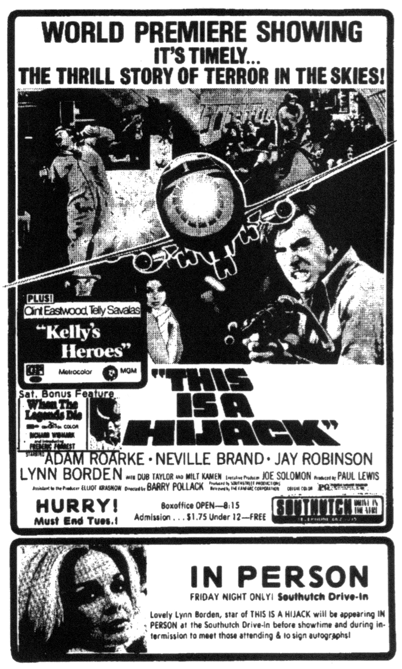 TEMPLE OF SCHLOCK Movie Ad of the Week THIS IS A HIJACK (1973)