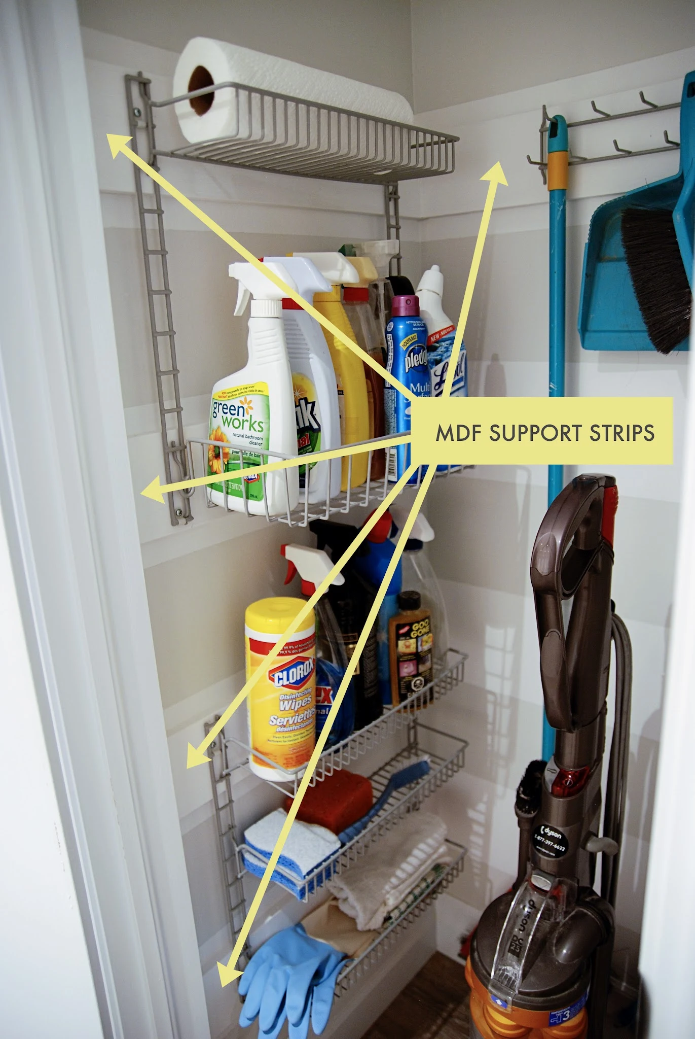 16 Clever Ways to Organize Cleaning Supplies  Cleaning closet  organization, Cleaning supplies organization, Bathroom cleaning supplies