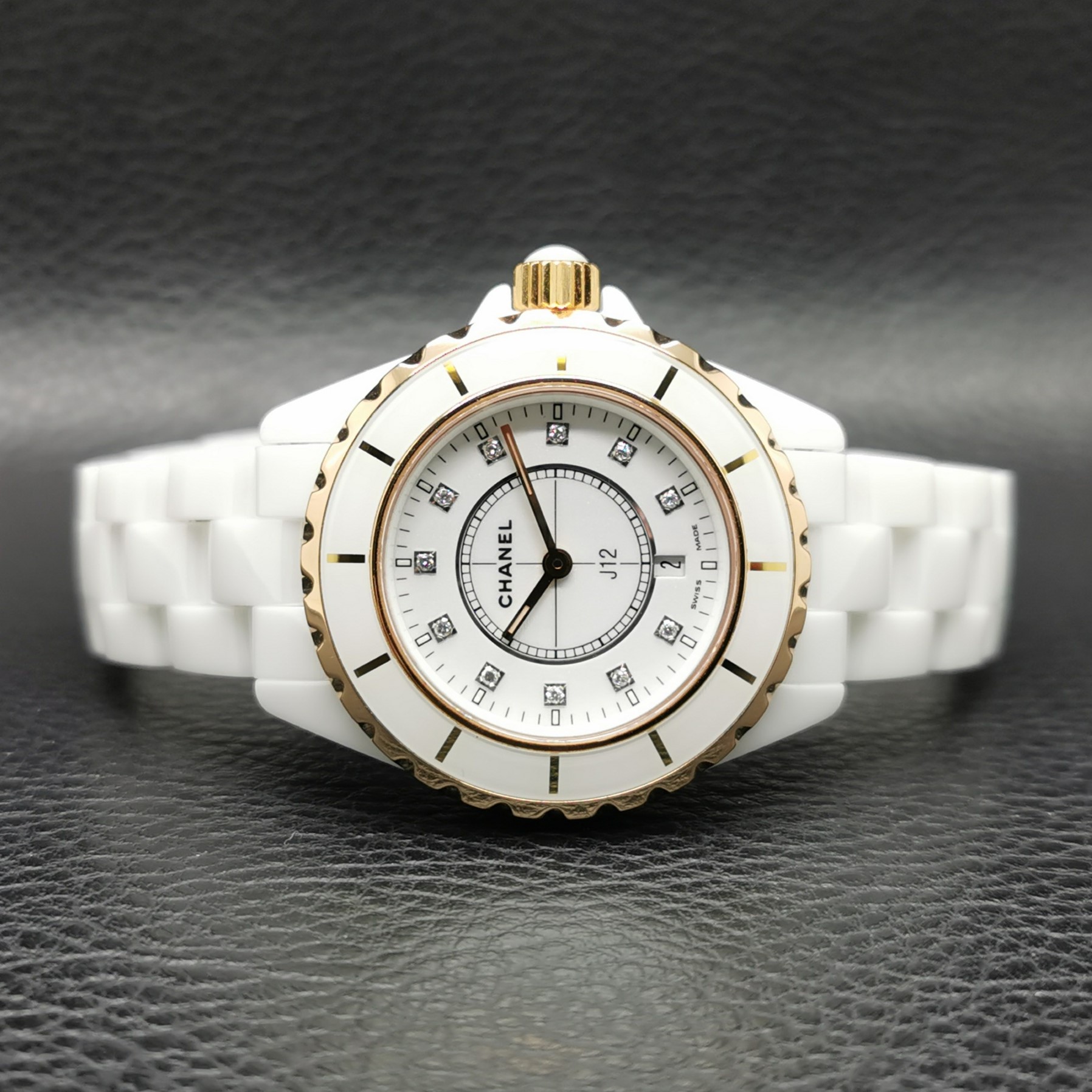 CENTER WATCH: SOLD: CHANEL J12 33mm HALF ROSE GOLD LADY SIZE PREOWNED