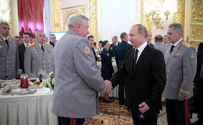 President Putin at a reception in honor of graduates of military academies.