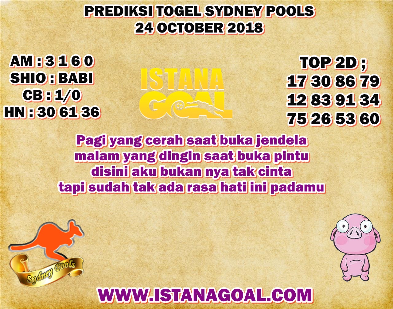 PREDIKSI TOGEL SYDNEY POOLS 24 OKTOBER 2018 AGEN RESMI PREDIKSI TOGEL SYDNEY POOLS 24 OKTOBER 2018 AGEN RESMI
