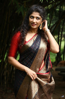 Roshini Prakash Saree Stills From Jada Movie Audio Launch
