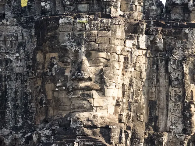 Giant face at Bayon Temple in Angkor near Siem Reap Cambodia