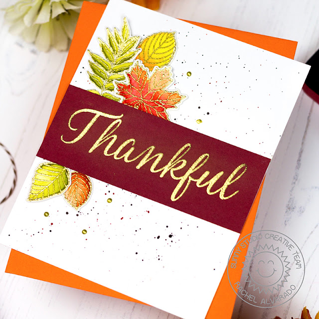 Sunny Studio Stamps: Elegant Leaves Thankful Card by Rachel Alvarado