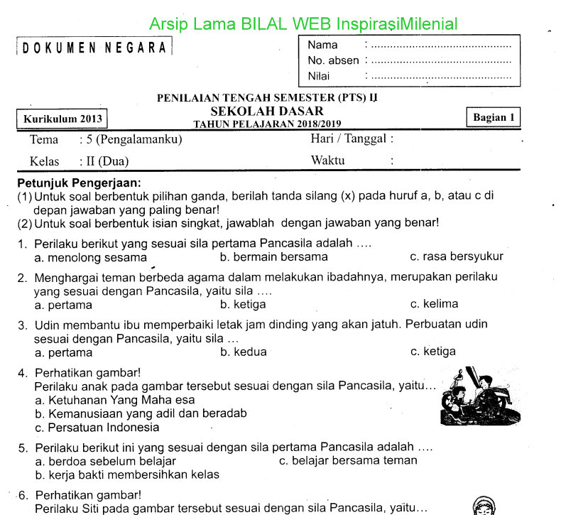 Download Soal Penilaian Tengah Semester Pts Genap Tema 5 Pengalamanku Bagian 1 Kelas 2 Sd Terbaru Tahun 2019 Bilal Web Inspirasimilenial