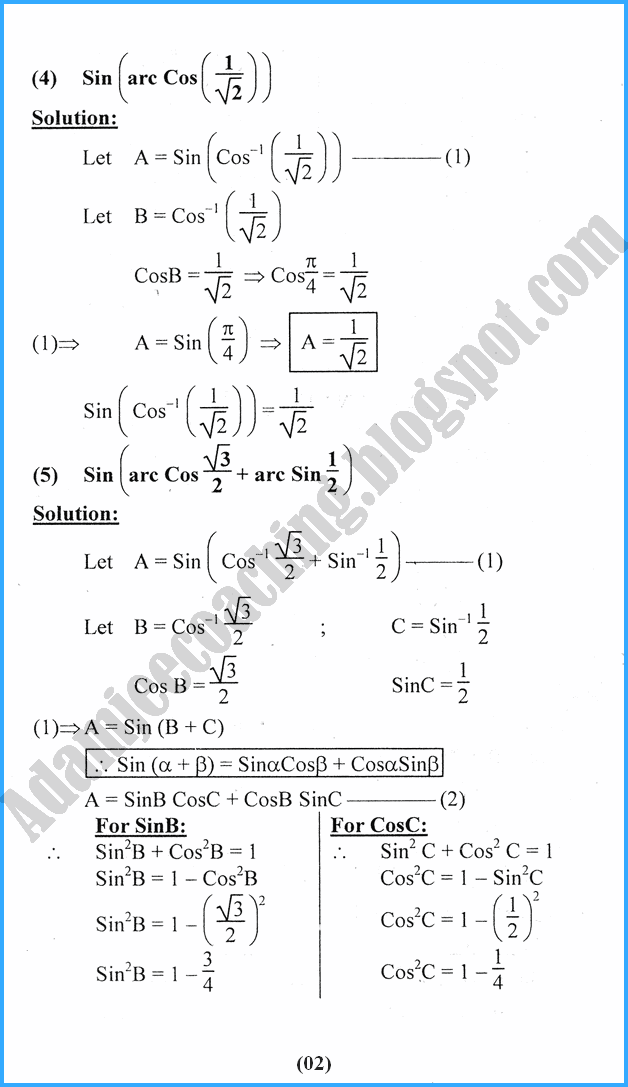 Adamjee Coaching: Inverse Trigonometric Functions and ...