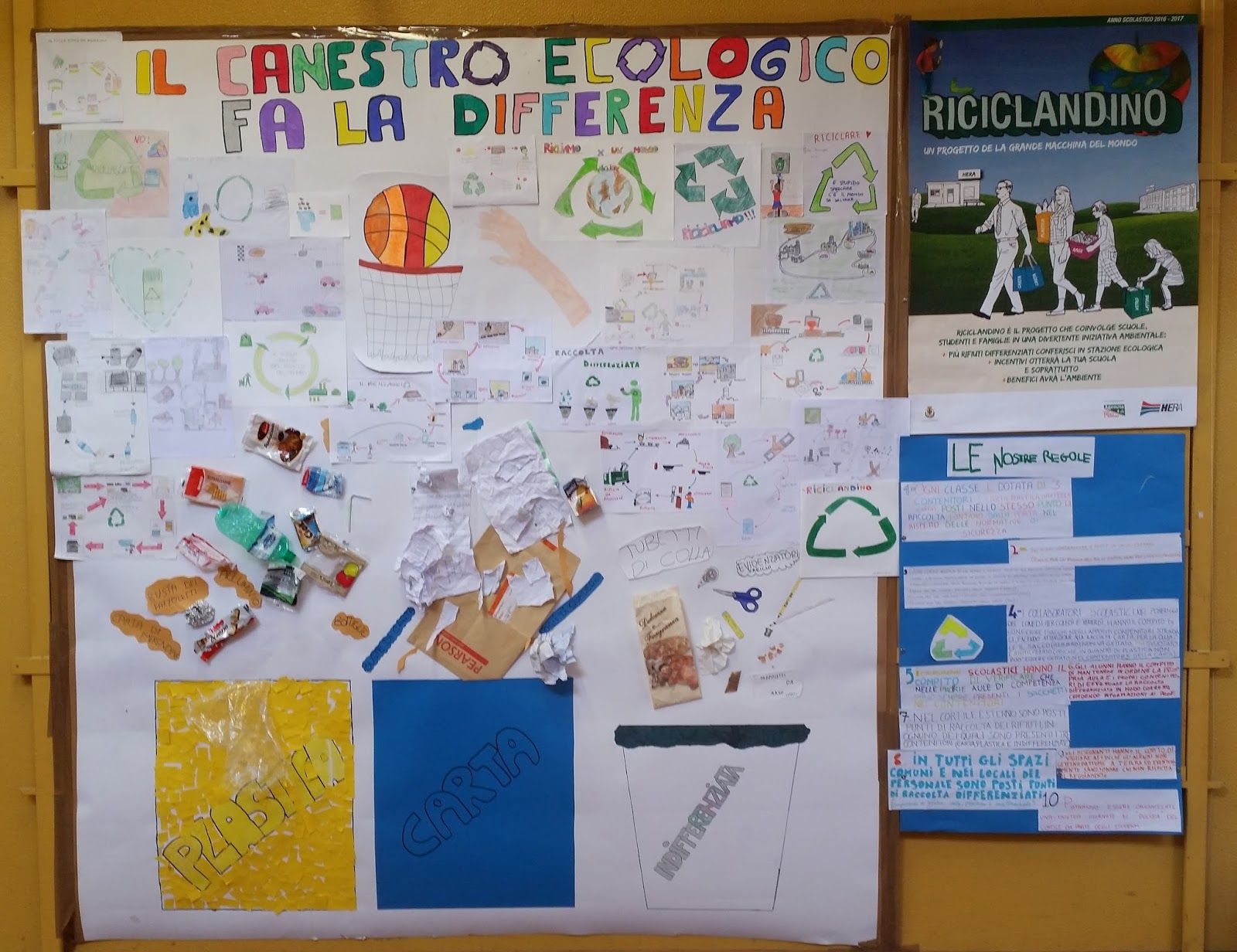 Portasacco Per Raccolta Differenziata 80-110 Lt - 32x35x80cm, Colore Giallo/Grigio