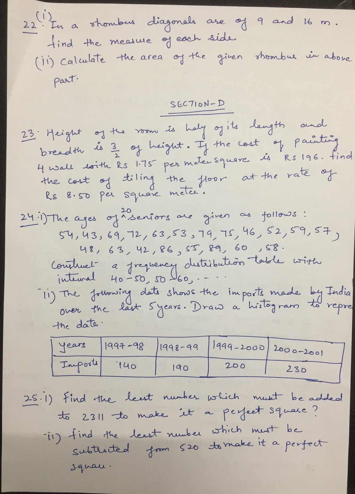 APS, Golconda Priyanka Gupta CLASS 8 / MATHS / REVISION MODEL PAPER