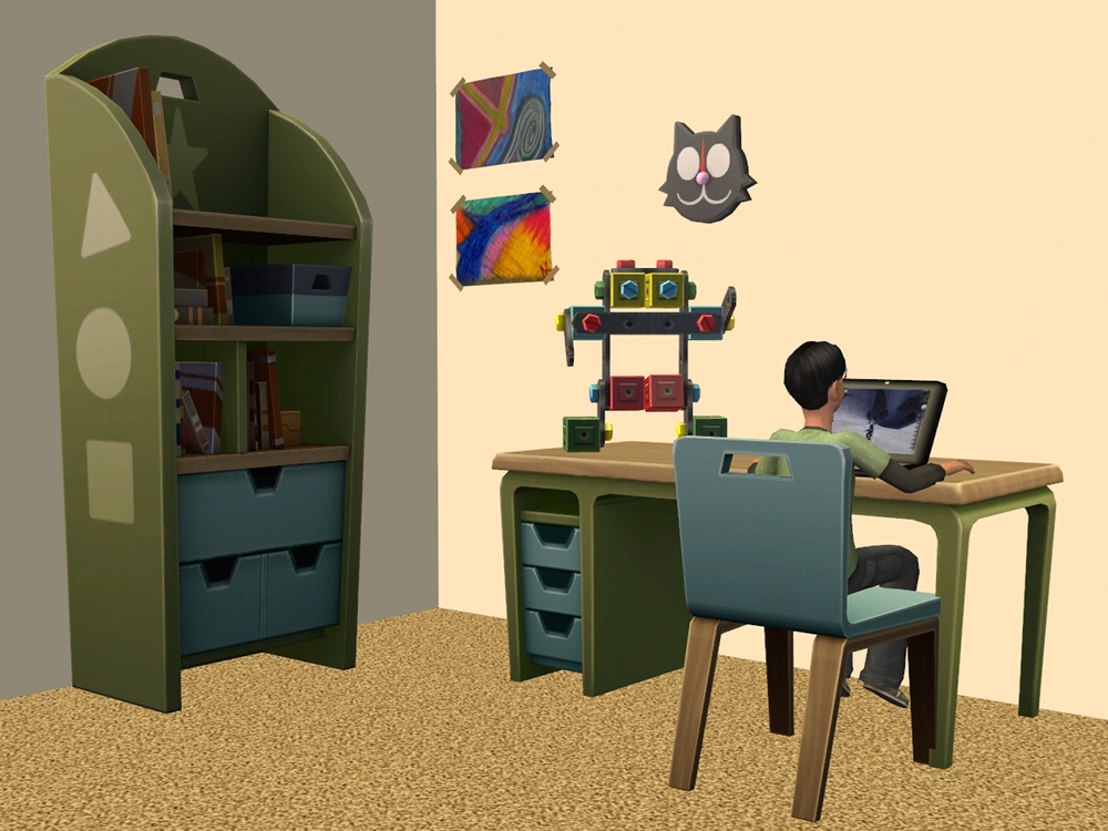 TheNinthWaveSims The Sims 2 The Sims 4 Kid's Bookcase For The Sims 2 (FT Compatible)