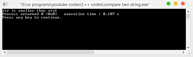 Program in C and C++ to compare two Strings using user defined function