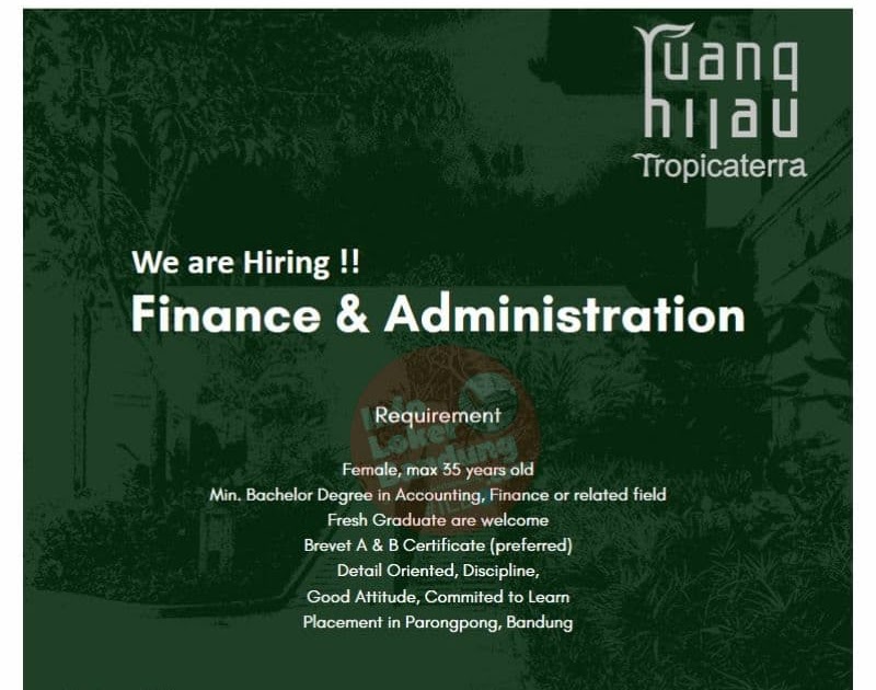 Lowongan Kerja PT. Ruang Hijau ( Tropicaterra) Bandung Agustus 2021