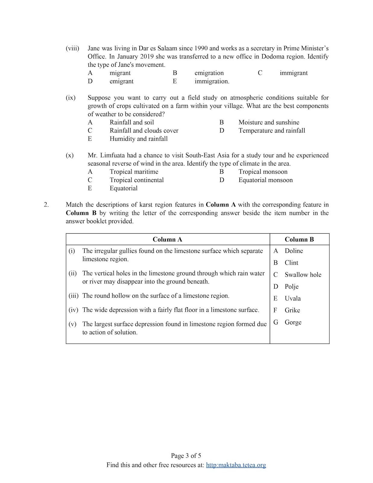 GEOGRAPHY NECTA 2019 SOLVING SCHOOL KWANZA