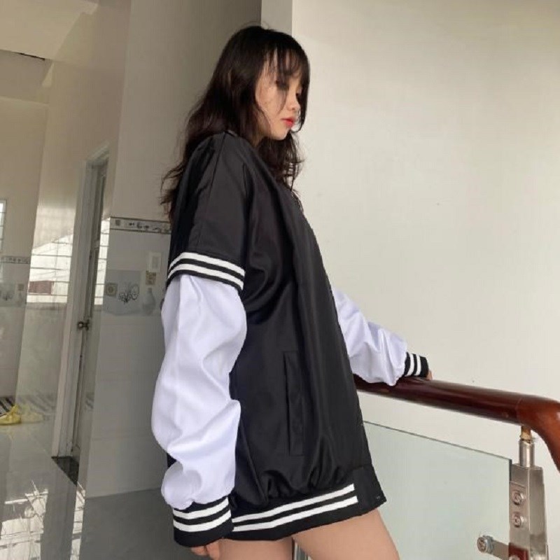 Áo bomber Varsity form rộng EVELYN 09 vải dù cao cấp, Áo khoác bóng chày dáng Unisex nam nữ D06