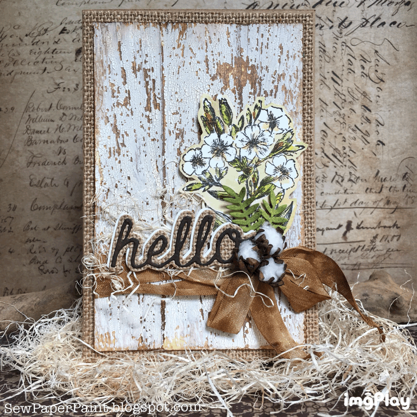 SewPaperPaint Tim Holtz Farmhouse Card with DIY Cotton Stems