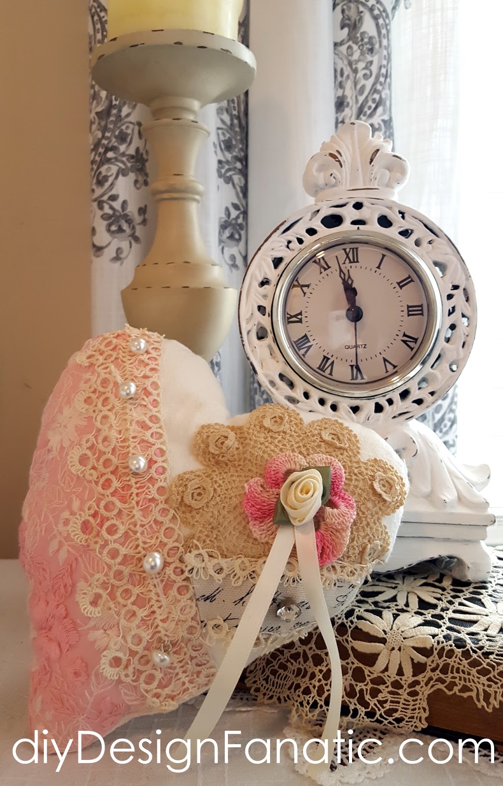diy Design Fanatic Little Vintage Lace Valentine Heart Pillow