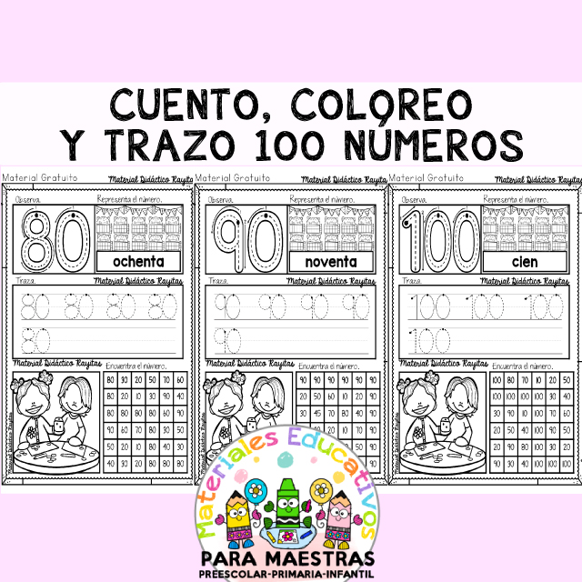 Cuento Coloreo Y Trazo 100 Numeros Materiales Educativos Para