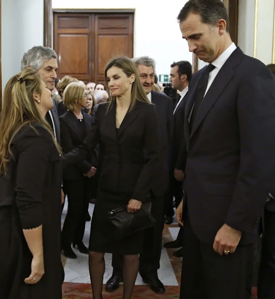 Prince Felipe and Princess Letizia of Spainattended the funeral chapel for former Spanish prime minister Adolfo Suarez