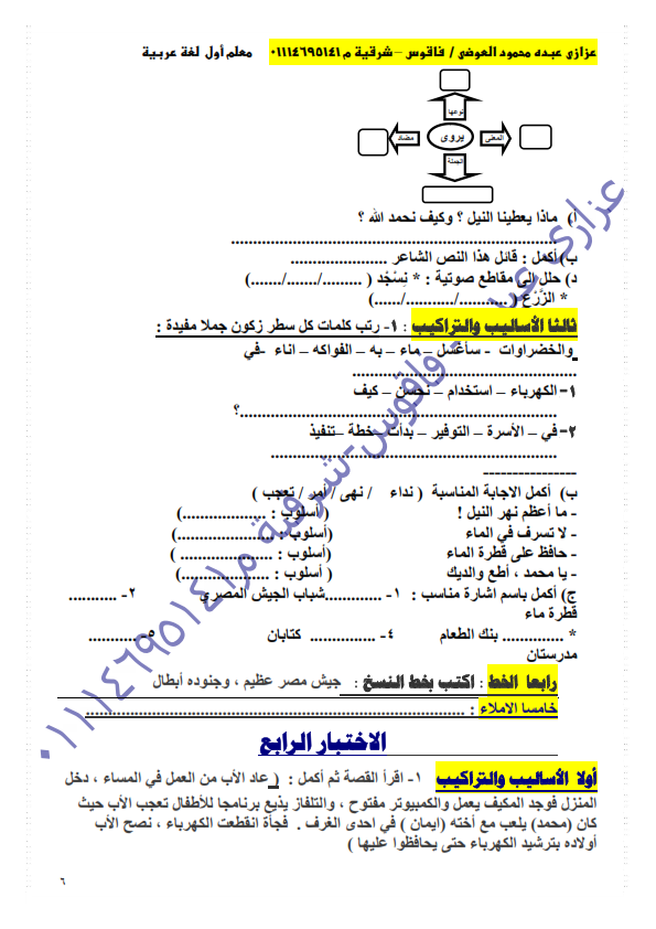 اقوى 5 اختبارات لغة عربية للصف الثالث بالقرائية والقراءة المتحررة الترم الثاني2016 141_006