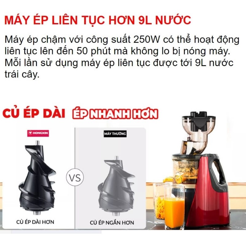 Máy ép chậm NINE SHIELD KB-F8B ép nguyên quả, hiệu quả cao bảo hành 1 năm