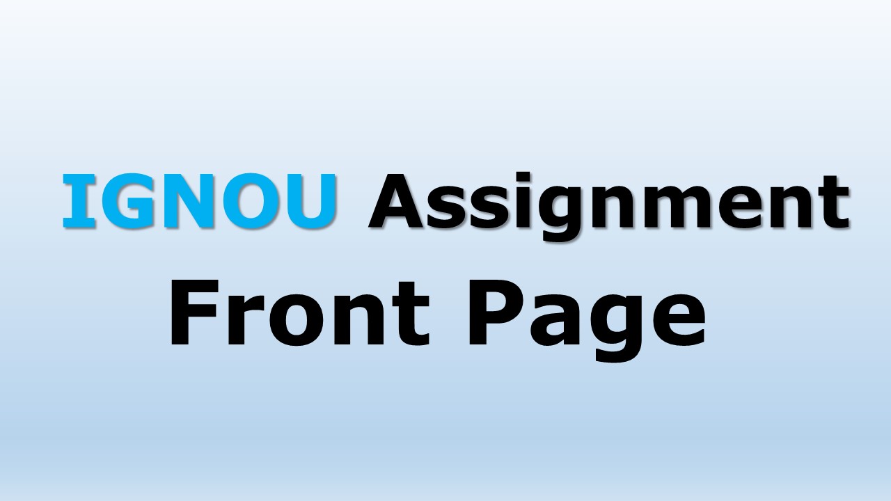 ignou assignment name page pdf
