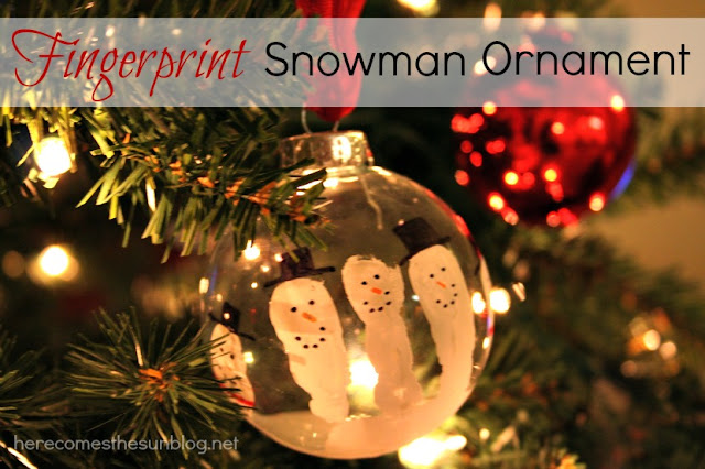 Fingerprint snowman ornament