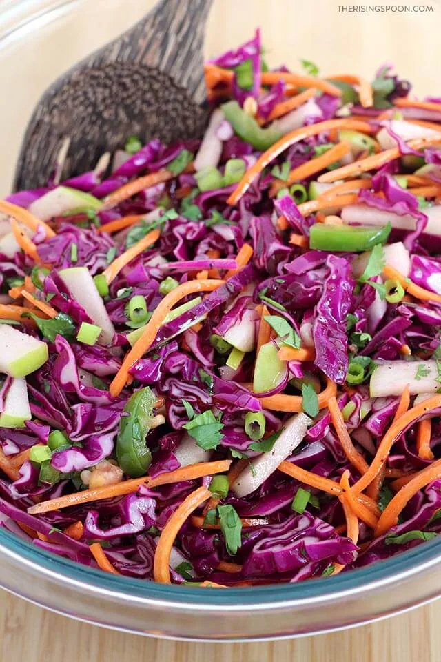 Red Cabbage Coleslaw with Apple & Carrot (No Mayo)