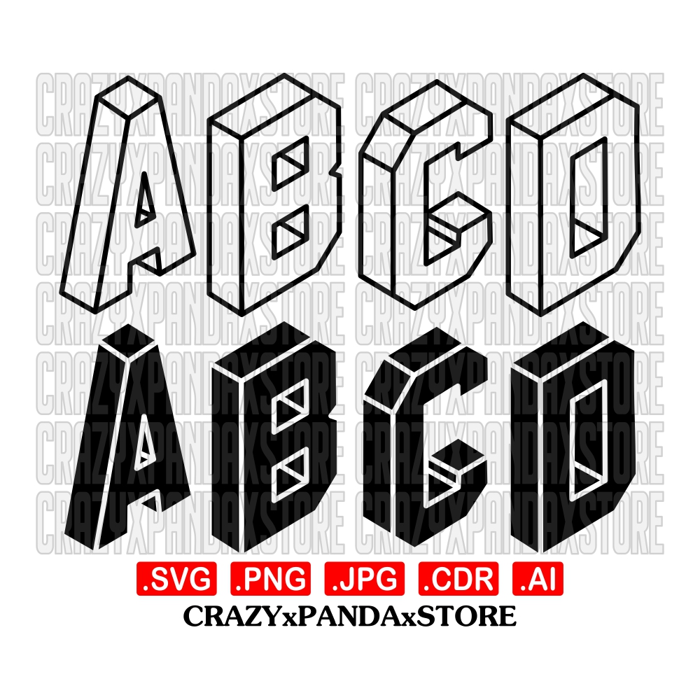 Alphabet svg, alphabet vector file, alphabet TYPE 3D svg - SVG FILES