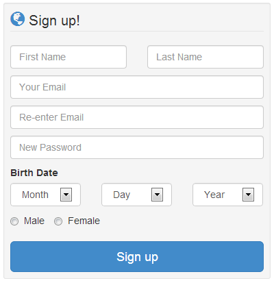sign up page design using bootstrap