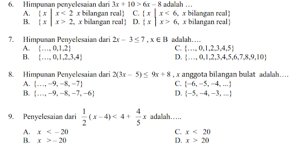 Contoh Soal Pertidaksamaan Linear Satu Variabel Kelas 11