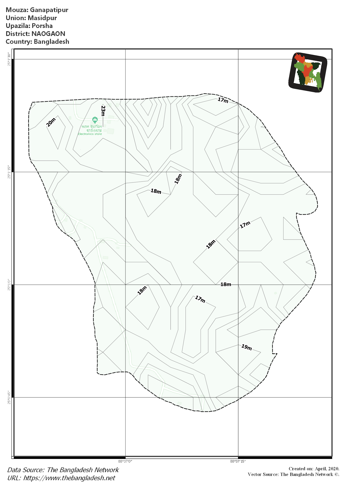 Map of Ganapatipur Mouza of Porsha Upazila, NAOGAON, Bangladesh.