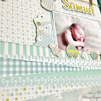 página lo layout scrapbook scrapbooking scrap recém nascido bebê new born newborn álbum decorado quadro quarto porta de maternidade menino