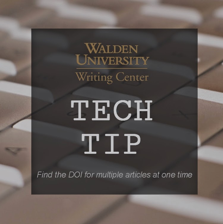 Walden University Writing Center Tech Tip How To Find Dois For