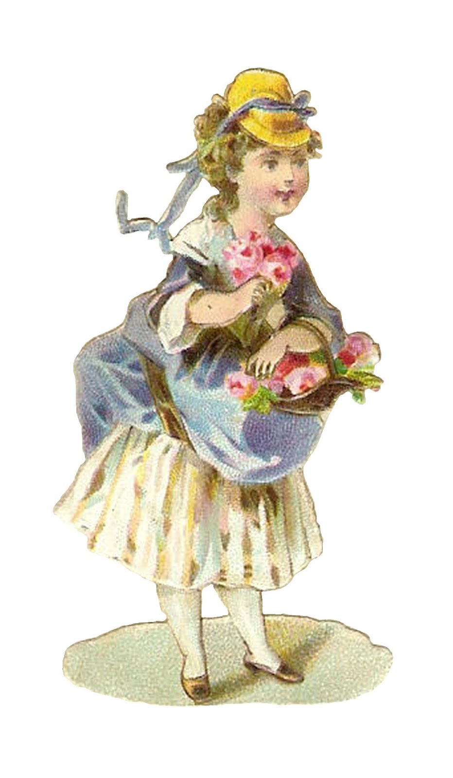 Antique Images: Free Children Clip Art: Pretty Flower Girl with Pink