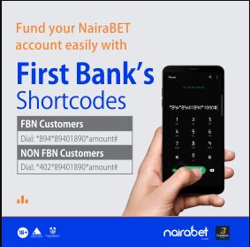 Fund Your Nairabet Account using First Bank USSD shortcode