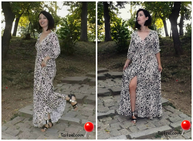Rochie maxi cu imprimeu de leopard  outfit ootd maxi dress