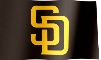 The waving flag of the San Diego Padres with the logo (Animated GIF)