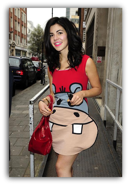 Marina Diamandis of Marina and the Diamonds looks hip in a hippo dress as she rocks up at the BBC Radio One studios in London