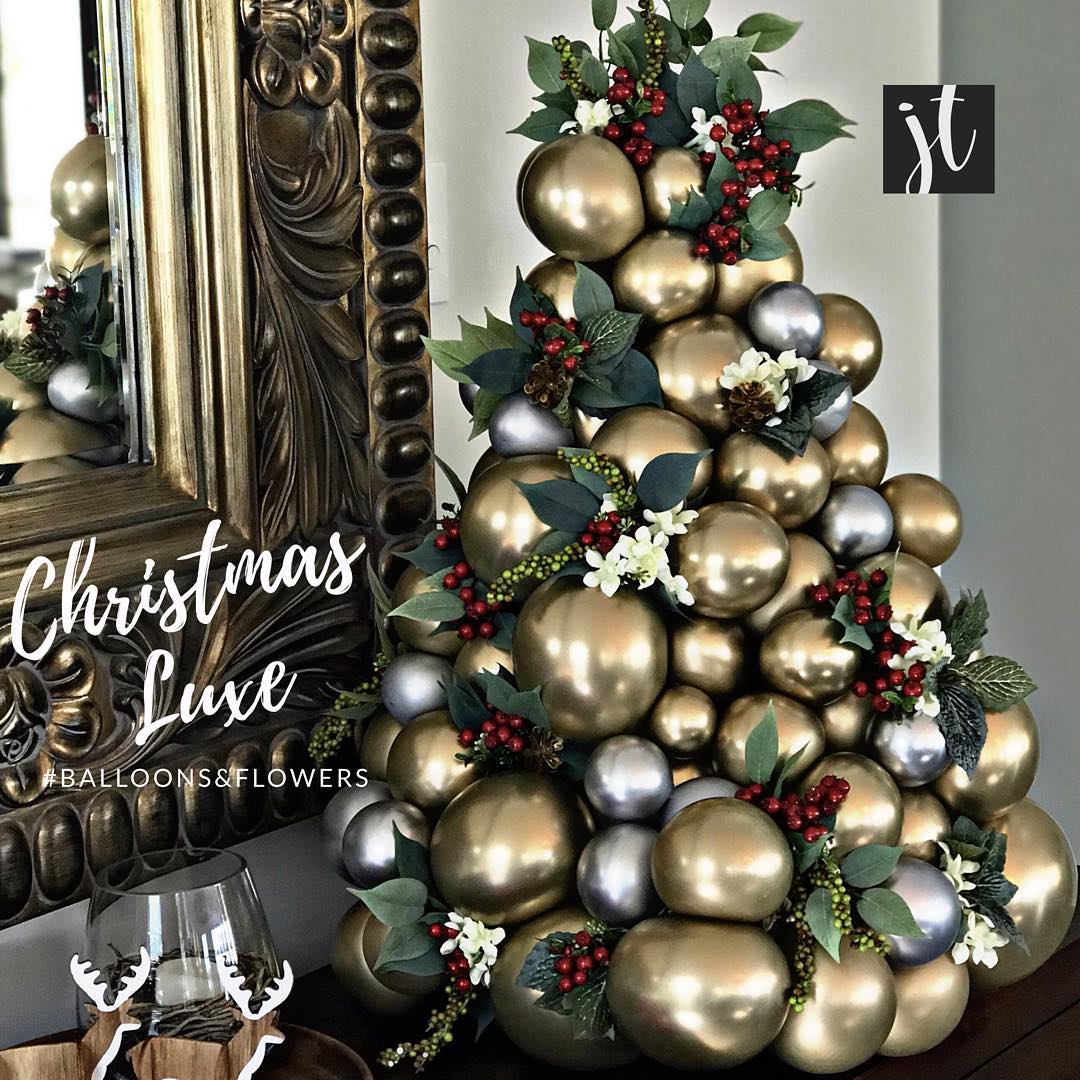 Silver, Chrome & Confetti Balloon Christmas Tree