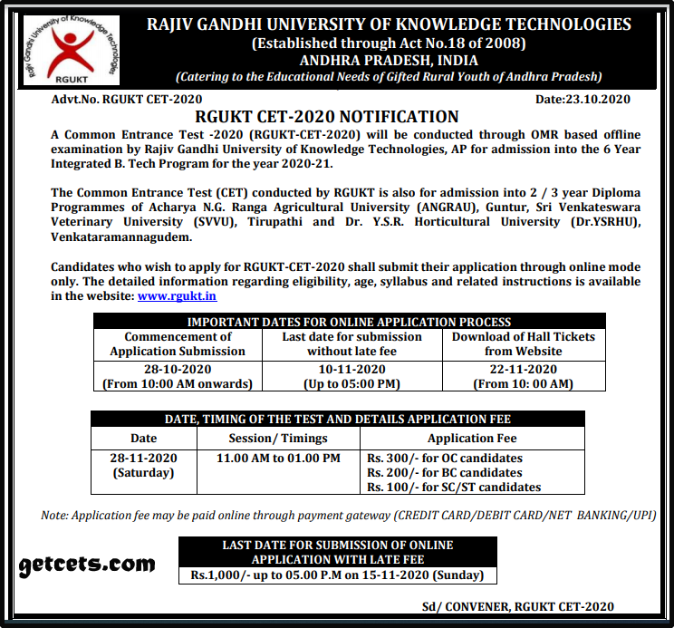 Ap Rgukt Iiit Notification 2021 2022 Nuzvid Idupulapaya Admissions