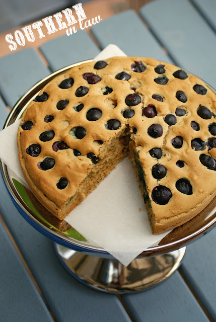 The Perfect Cake for Last Minute Guests - Healthy Blueberry Cake Recipe - Low fat, gluten free, dairy free, low sugar
