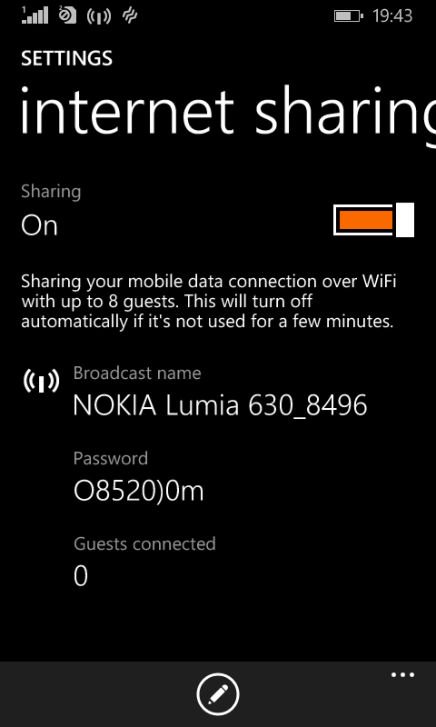 Nokia Lumia 630 as WiFi Hotspot