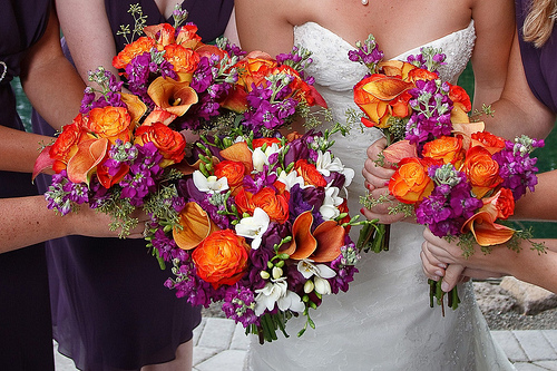 wwwboardsweddingbeecom rich purple orange and white bouquets