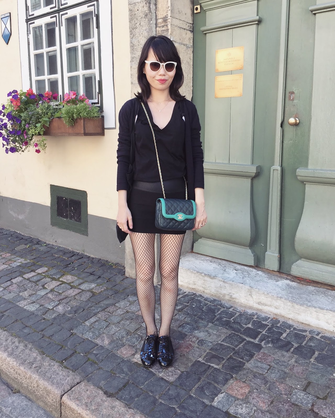 Fashion Fun Riga! Chanel Sequin Loafers & Wool Cardigan with Armani  Exchange Vintage Cruise in Riga Old Town, Latvia