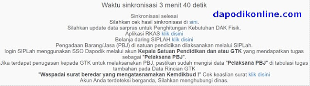 Contoh Sinkronisasi Dapodik telah Selesai dan Berhasil