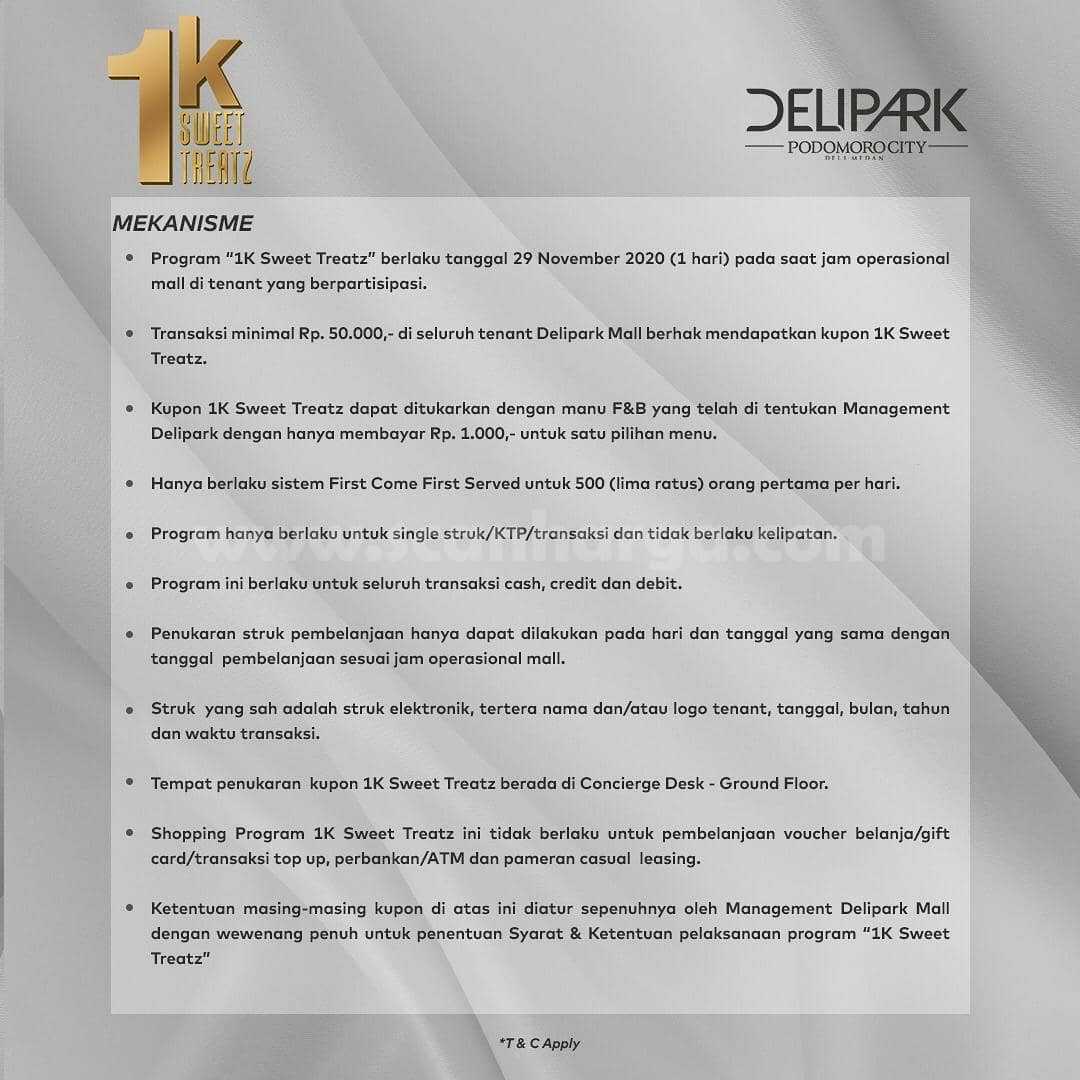 DeliPark Anniversary Promo harga Spesial Minuman atau Desert hanya Rp 1.000,-