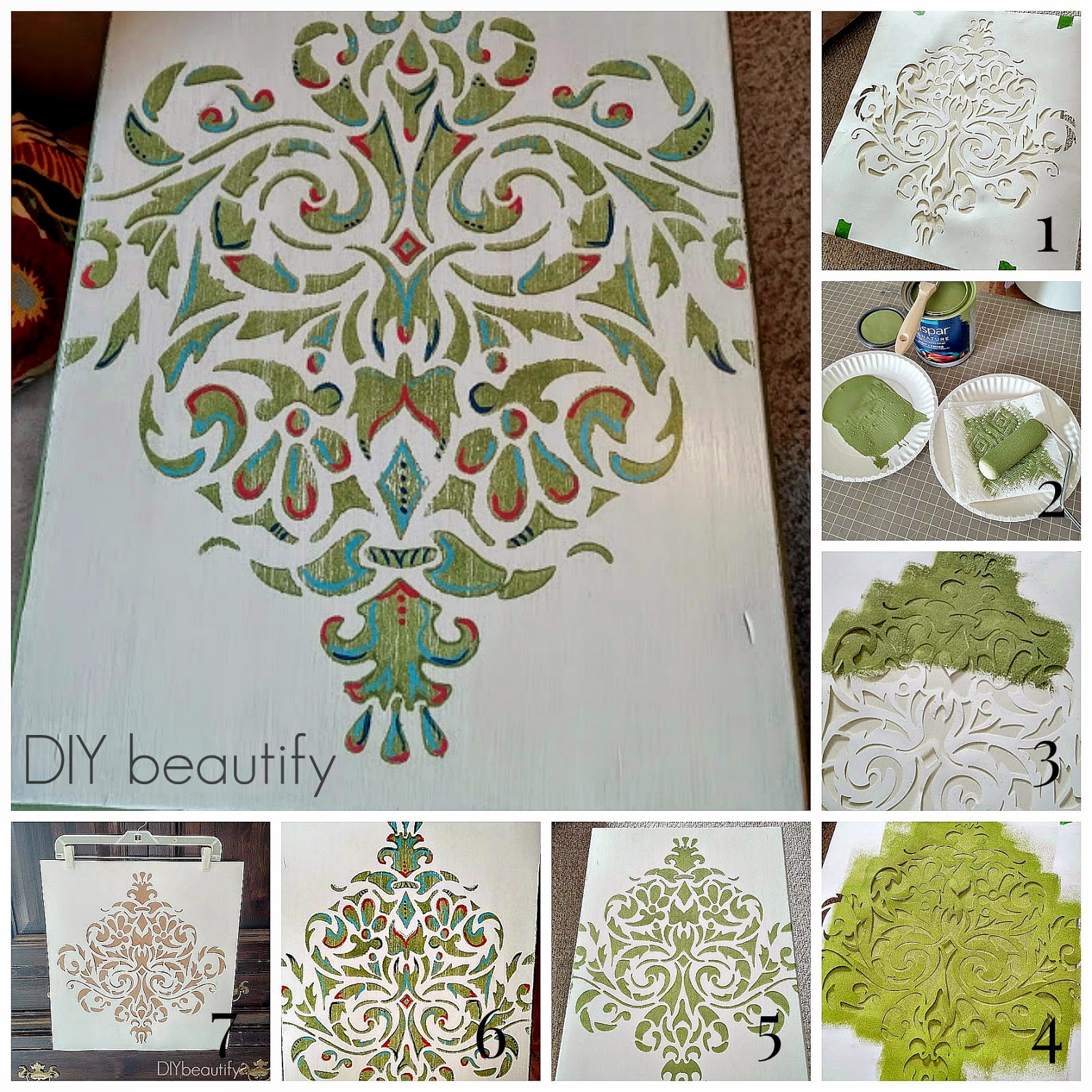 This stencil makeover only looks complicated! C'mon over to DIY beautify and see how I created this Moroccan-like pattern with just paint and a stencil.