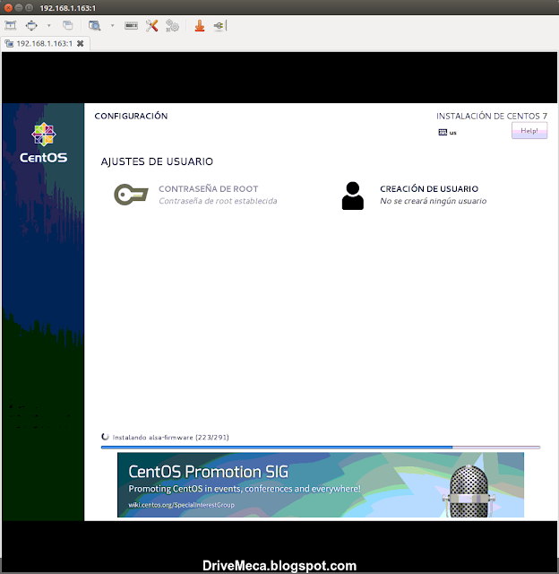 DriveMeca instalando Linux Centos con kickstart de forma automática