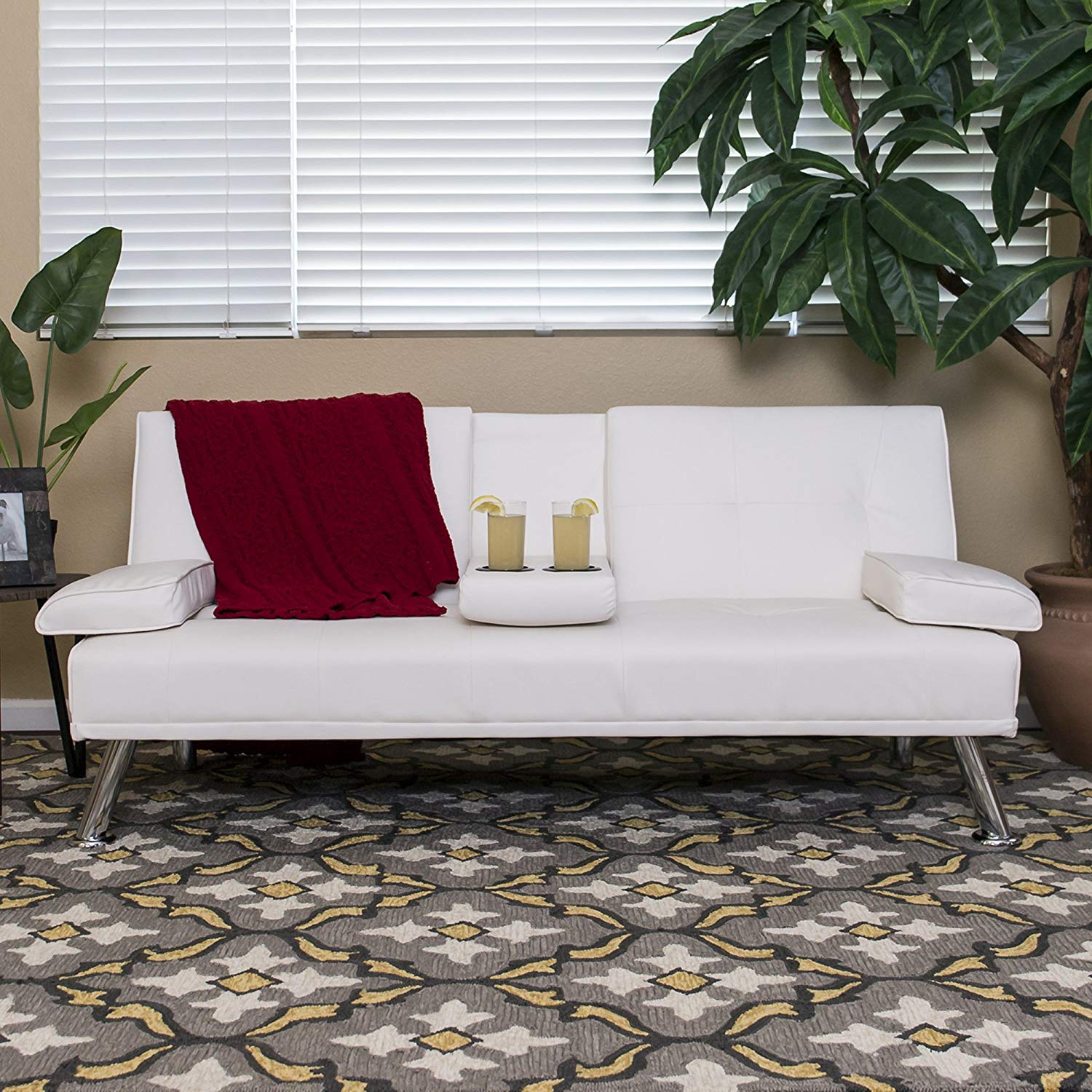 Best Choice Products Modern Faux Leather Futon Sofa Bed Fold Up & Down