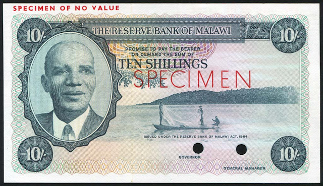 Malawi currency 10 Shillings banknote